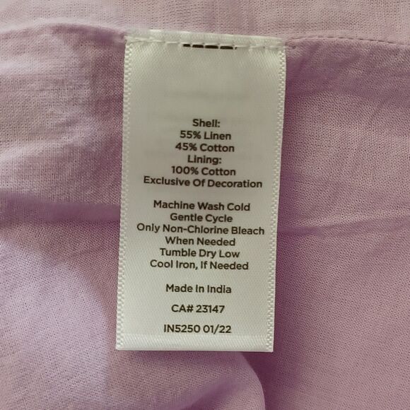 Talbots Size 8 Sleeveless Linen Cotton Sheath Dress Embroidered Neck Lavender - Picture 7 of 8